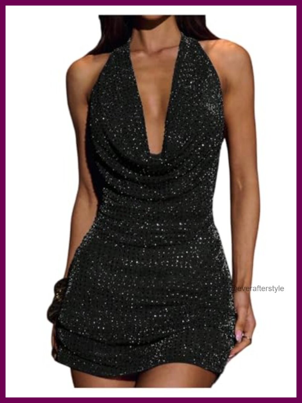 Sequin Sparkly Bodycon Mini Dress Ruched Tie Backless Halter Club Party